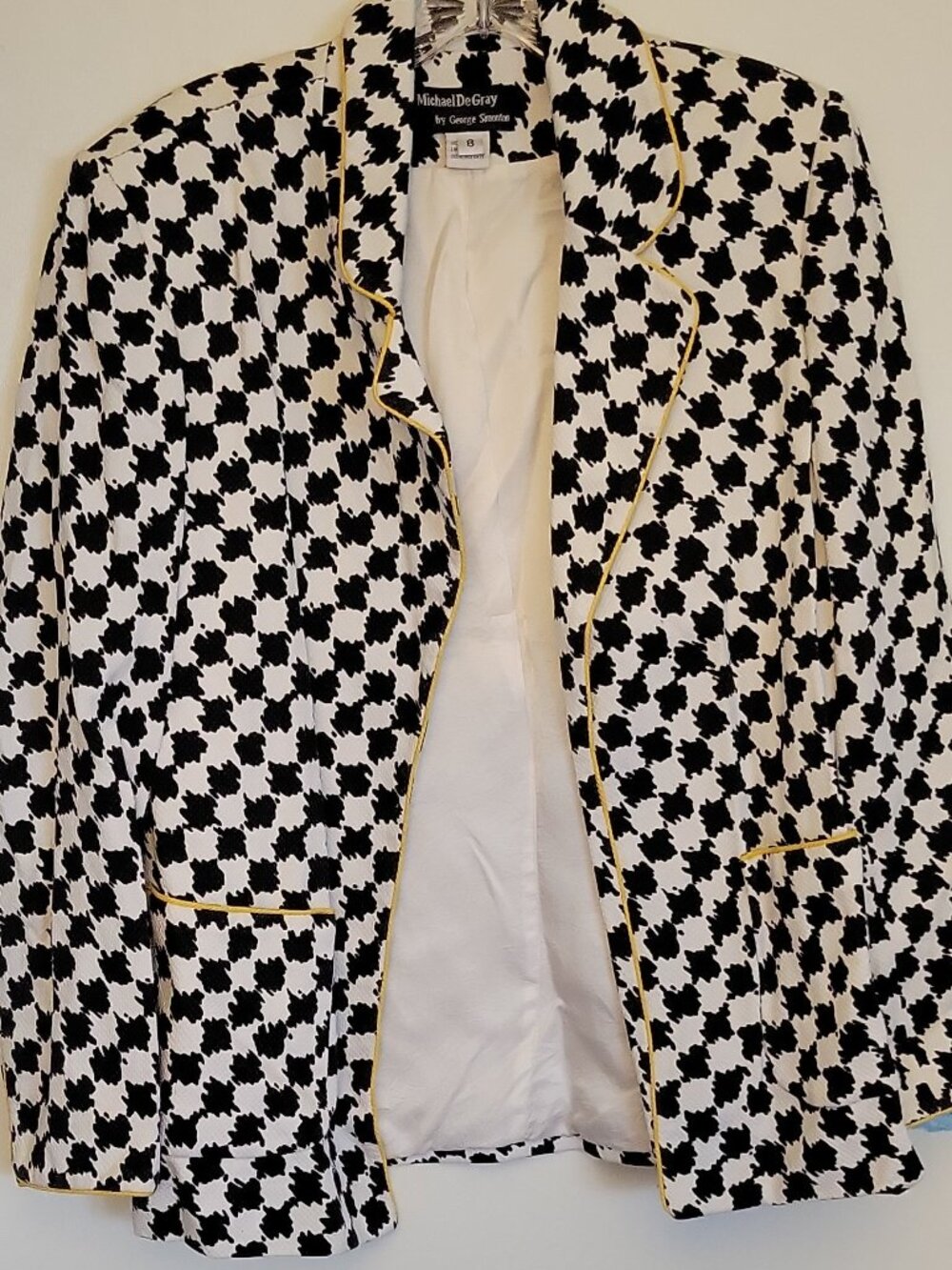 Michael DeGray by George Simonton Women’s Houndstooth Blazer Jacket 8 Lined